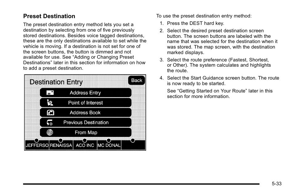 Preset destination | Cadillac 2010 Escalade User Manual | Page 333 / 614