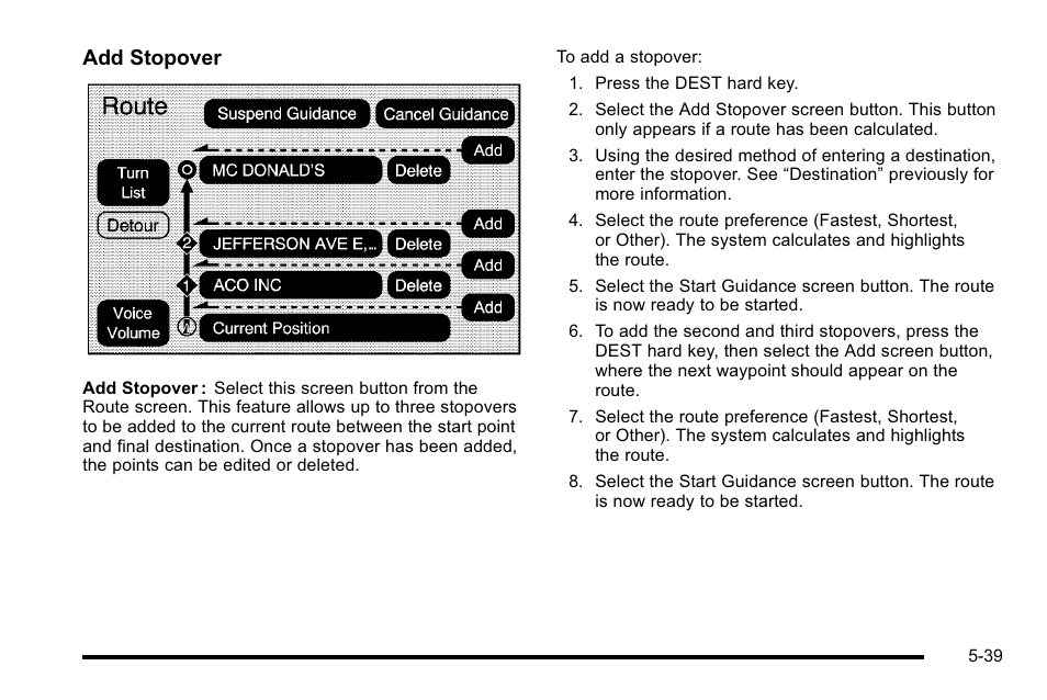 Add stopover | Cadillac 2010 Escalade User Manual | Page 339 / 614