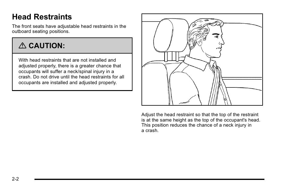 Head restraints, Head restraints -2, Caution | Cadillac 2010 Escalade User Manual | Page 34 / 614