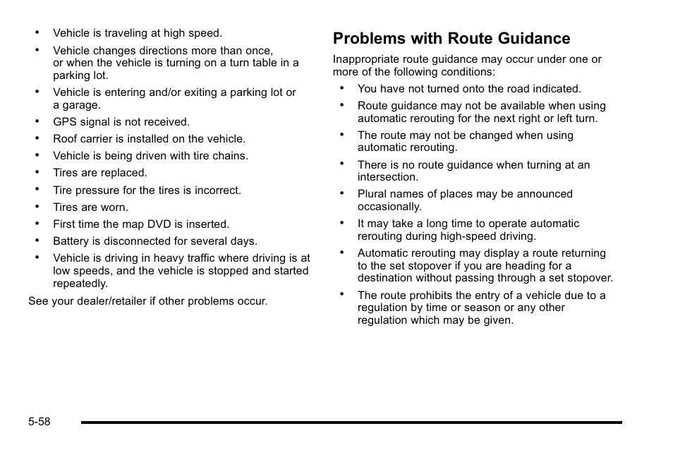 Problems with route guidance, Problems with route guidance -58 | Cadillac 2010 Escalade User Manual | Page 358 / 614