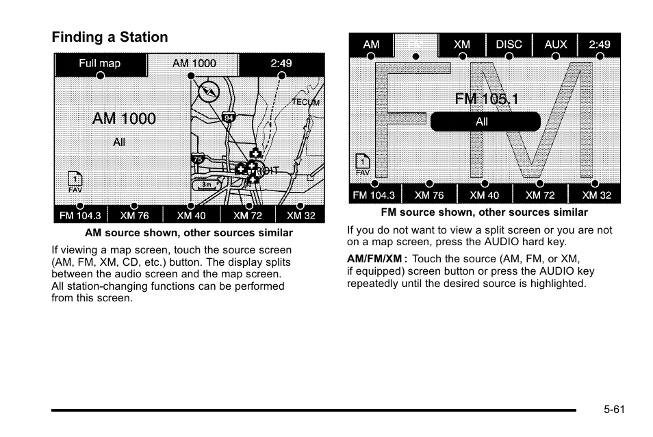 Finding a station | Cadillac 2010 Escalade User Manual | Page 361 / 614