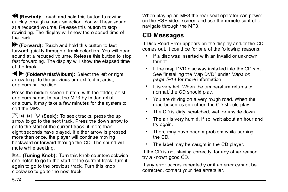 Y © ¨ z, Cd messages | Cadillac 2010 Escalade User Manual | Page 374 / 614