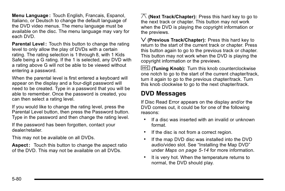 Dvd messages | Cadillac 2010 Escalade User Manual | Page 380 / 614