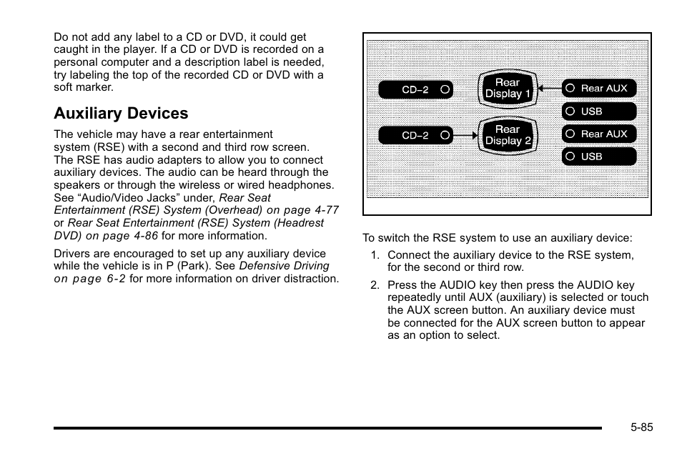 Auxiliary devices, Devices -85 | Cadillac 2010 Escalade User Manual | Page 385 / 614