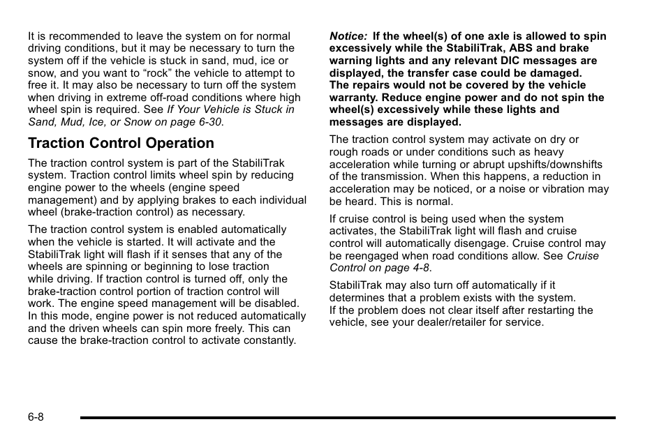 Traction control operation | Cadillac 2010 Escalade User Manual | Page 398 / 614