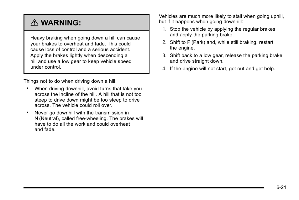 Warning | Cadillac 2010 Escalade User Manual | Page 411 / 614