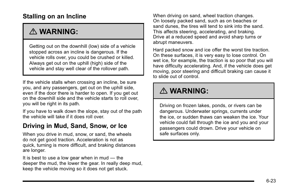 Warning | Cadillac 2010 Escalade User Manual | Page 413 / 614