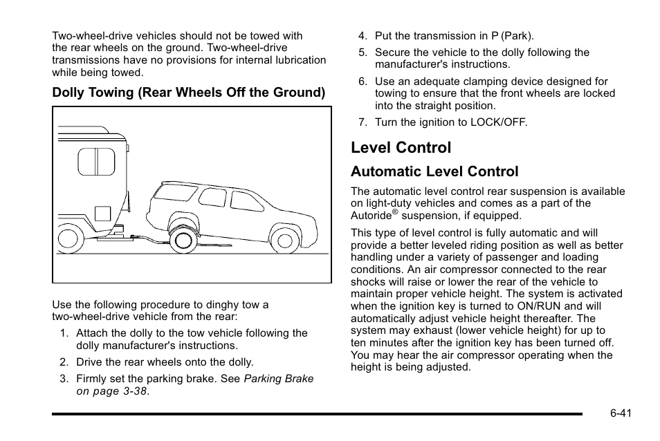 Level control, Level control -41, Automatic level control | Cadillac 2010 Escalade User Manual | Page 431 / 614