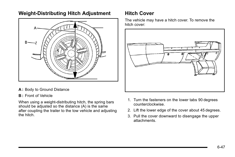 Weight‐distributing hitch adjustment, Hitch cover | Cadillac 2010 Escalade User Manual | Page 437 / 614