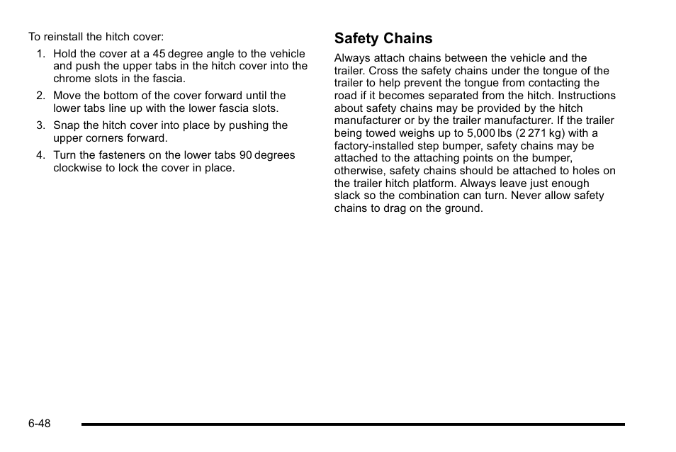 Safety chains | Cadillac 2010 Escalade User Manual | Page 438 / 614