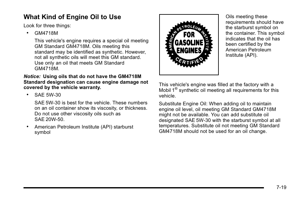 What kind of engine oil to use | Cadillac 2010 Escalade User Manual | Page 465 / 614