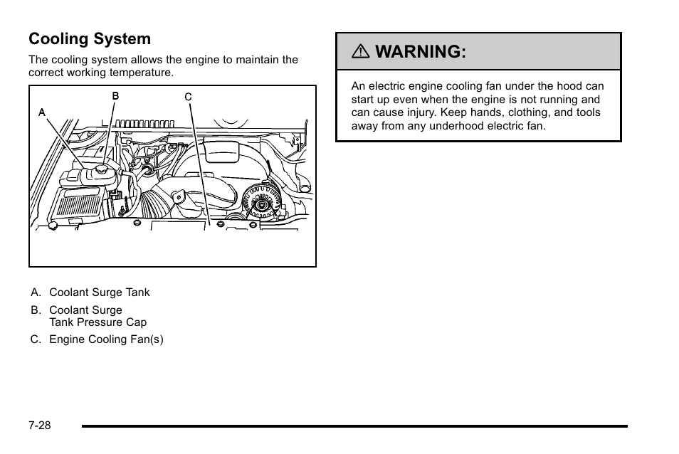 Cooling system, Cooling system -28, Cooling | Warning | Cadillac 2010 Escalade User Manual | Page 474 / 614