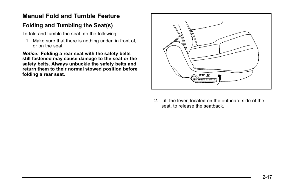 Manual fold and tumble feature | Cadillac 2010 Escalade User Manual | Page 49 / 614