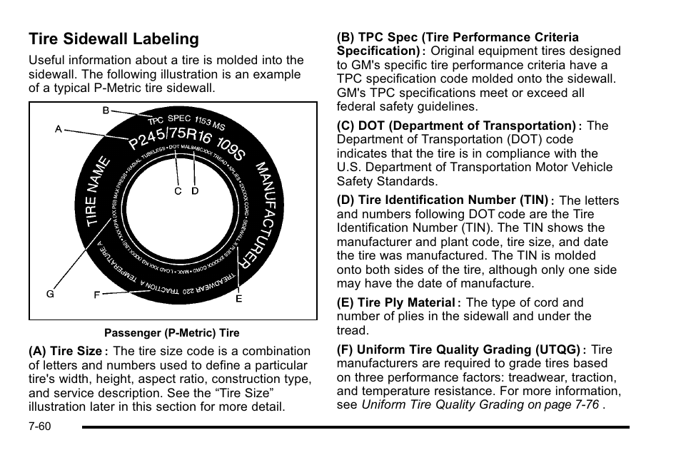 Tire sidewall labeling, Tire sidewall labeling -60 | Cadillac 2010 Escalade User Manual | Page 506 / 614