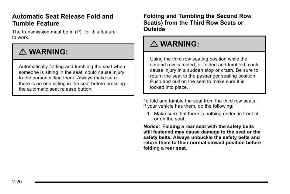 Warning | Cadillac 2010 Escalade User Manual | Page 52 / 614