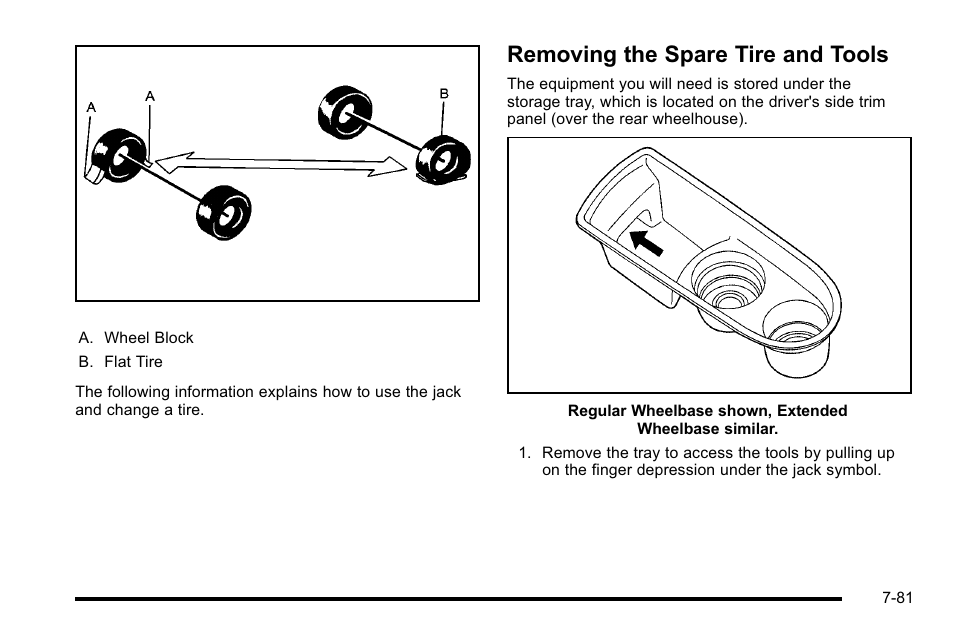 Removing the spare tire and tools, Removing the spare tire and tools -81 | Cadillac 2010 Escalade User Manual | Page 527 / 614