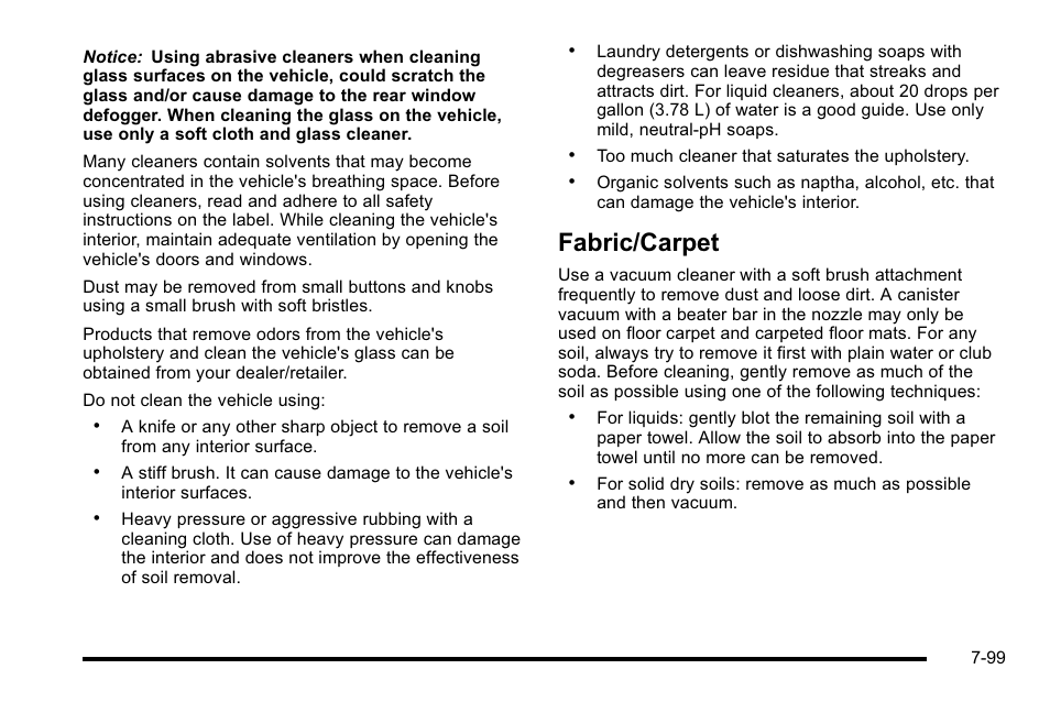 Fabric/carpet, Fabric/carpet -99 | Cadillac 2010 Escalade User Manual | Page 545 / 614