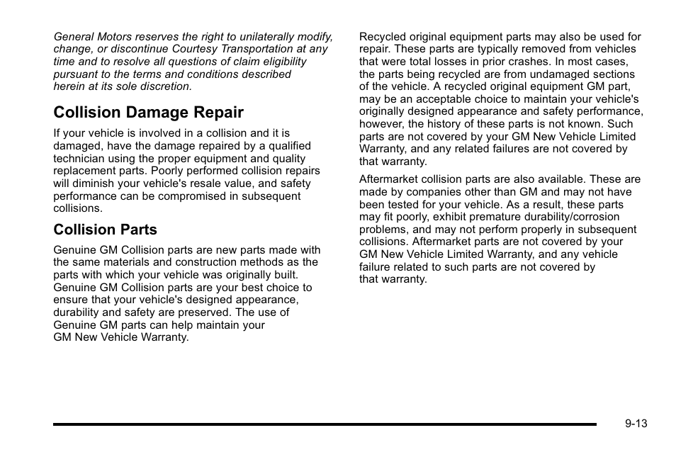 Collision damage repair, Collision damage repair -13, Navigation | Collision parts | Cadillac 2010 Escalade User Manual | Page 591 / 614