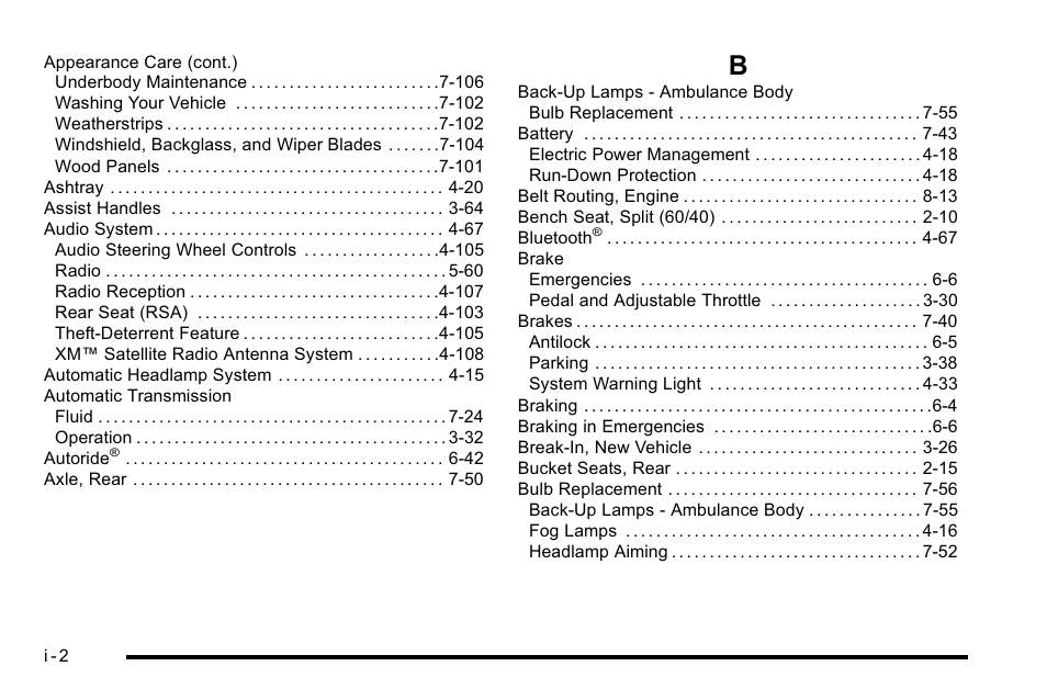 Index_b | Cadillac 2010 Escalade User Manual | Page 600 / 614