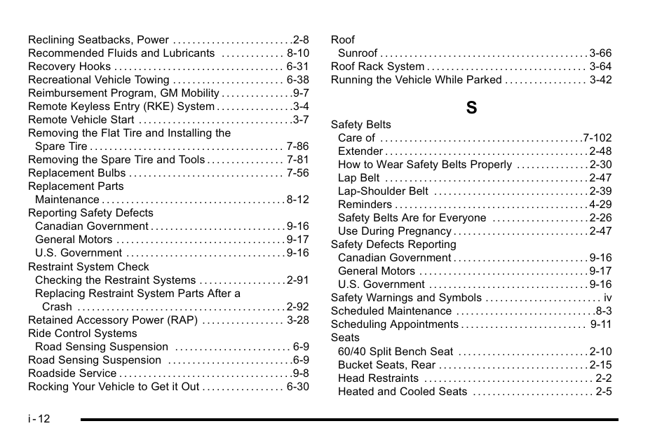 Index_s | Cadillac 2010 Escalade User Manual | Page 610 / 614