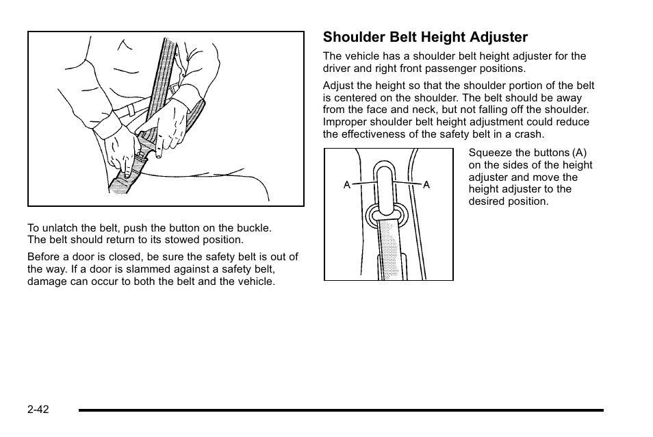 Shoulder belt height adjuster | Cadillac 2010 Escalade User Manual | Page 74 / 614