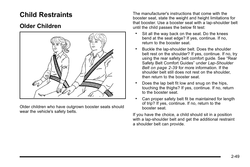 Child restraints, Older children, Child restraints -49 | Older children -49 | Cadillac 2010 Escalade User Manual | Page 81 / 614