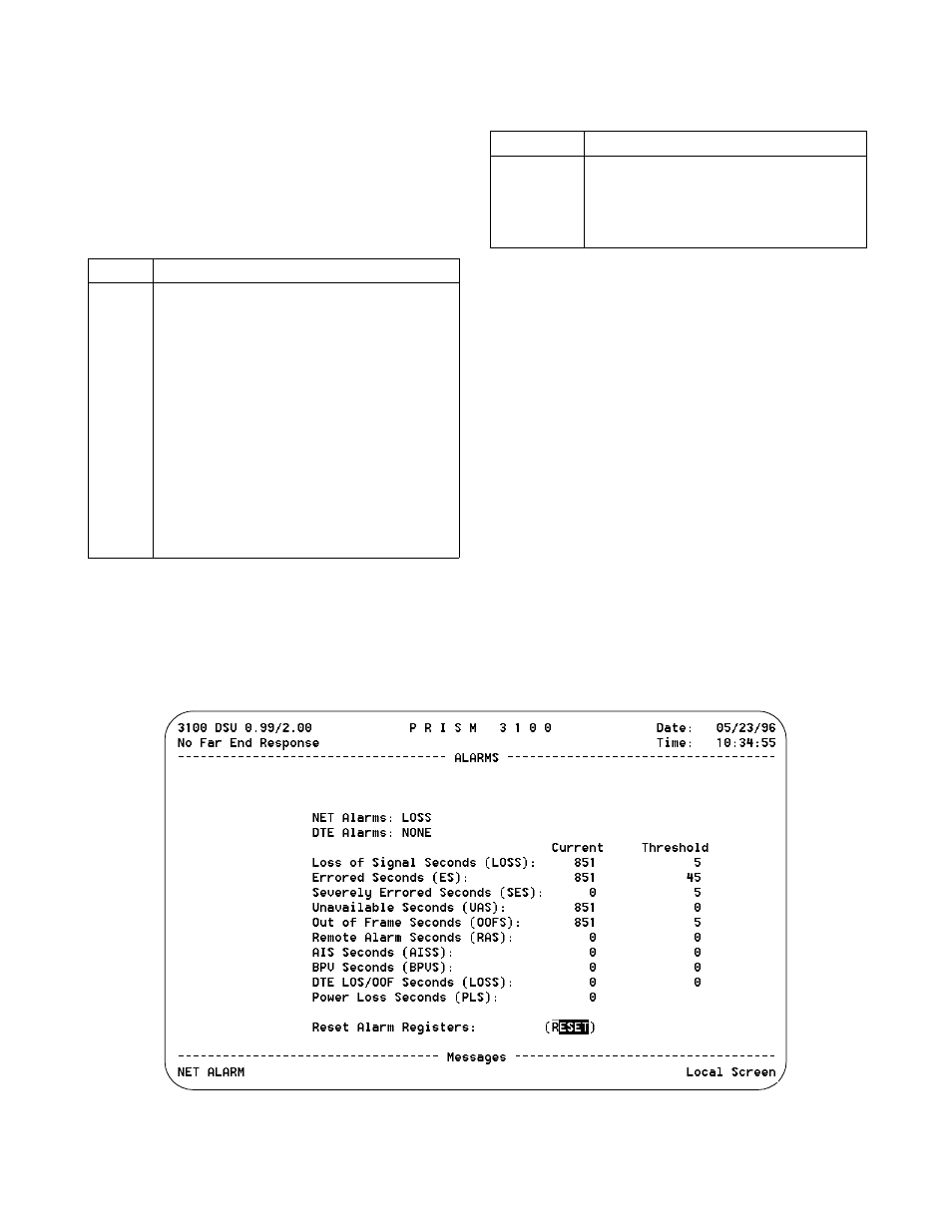 Alarms screen -4, Alarms screen | Verilink PRISM 3101 (34-00212) Product Manual User Manual | Page 20 / 47