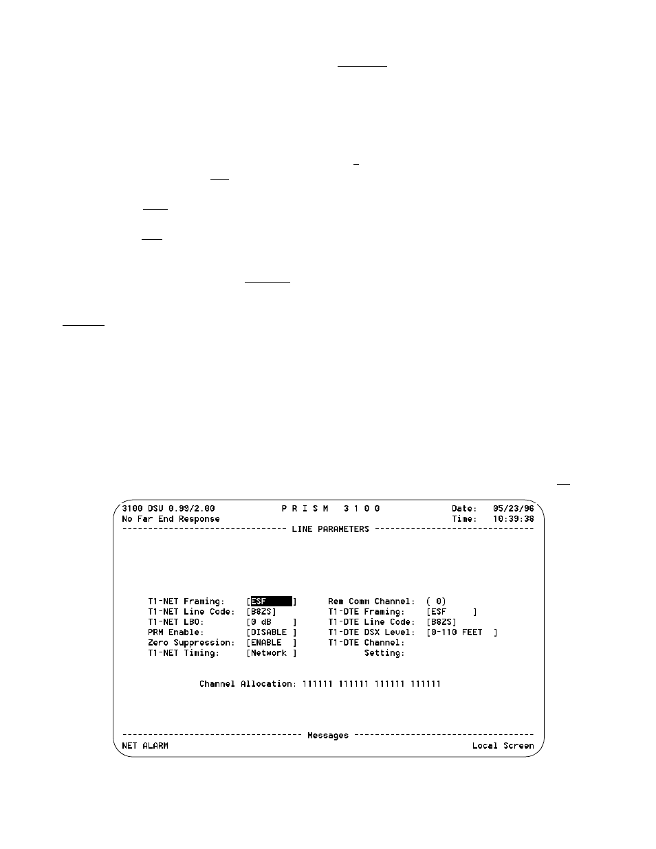 Line parameters -10 | Verilink PRISM 3101 (34-00212) Product Manual User Manual | Page 26 / 47