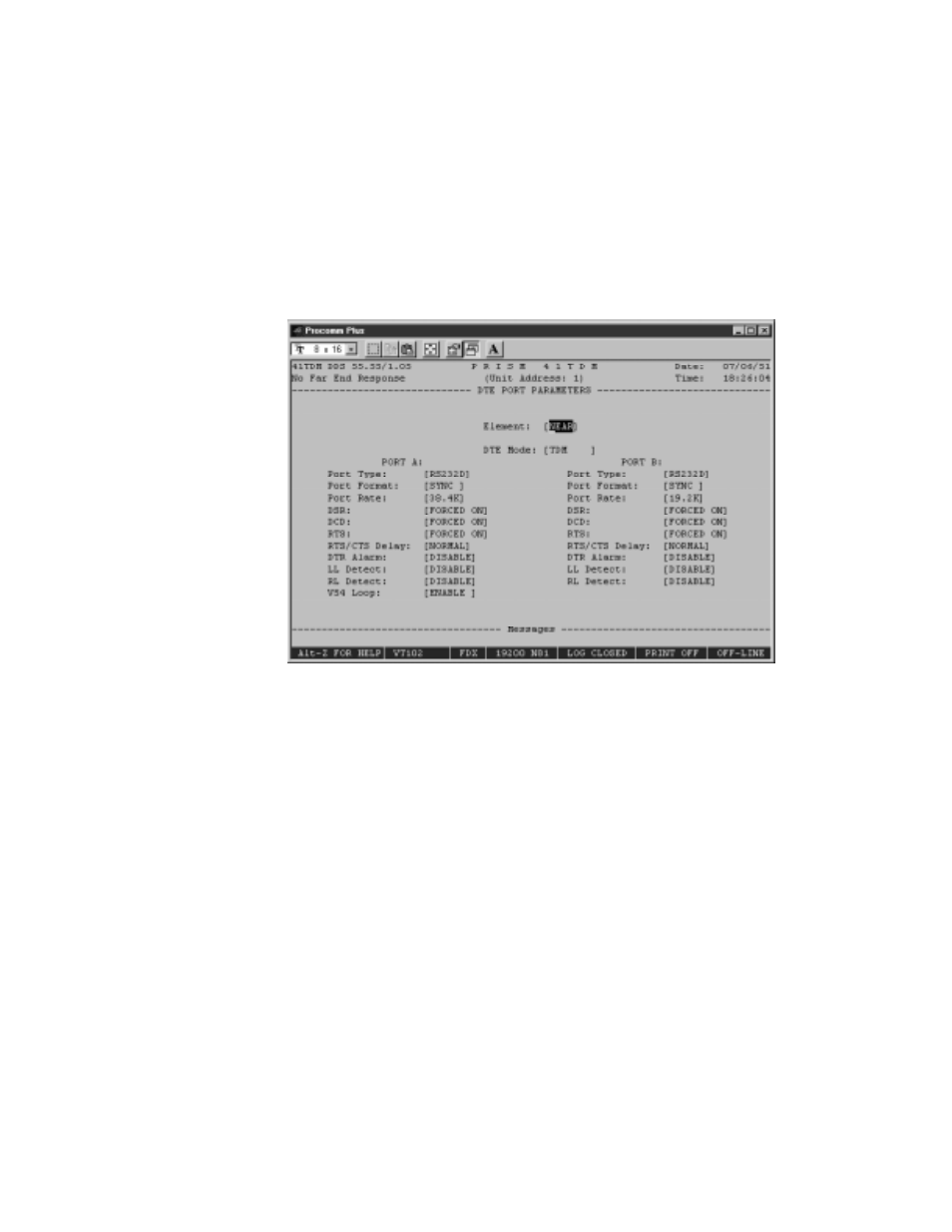 Dte port parameters, Element, Dte mode | Type | Verilink PRISM 41TDM (34-00275.4) Product Manual User Manual | Page 47 / 81