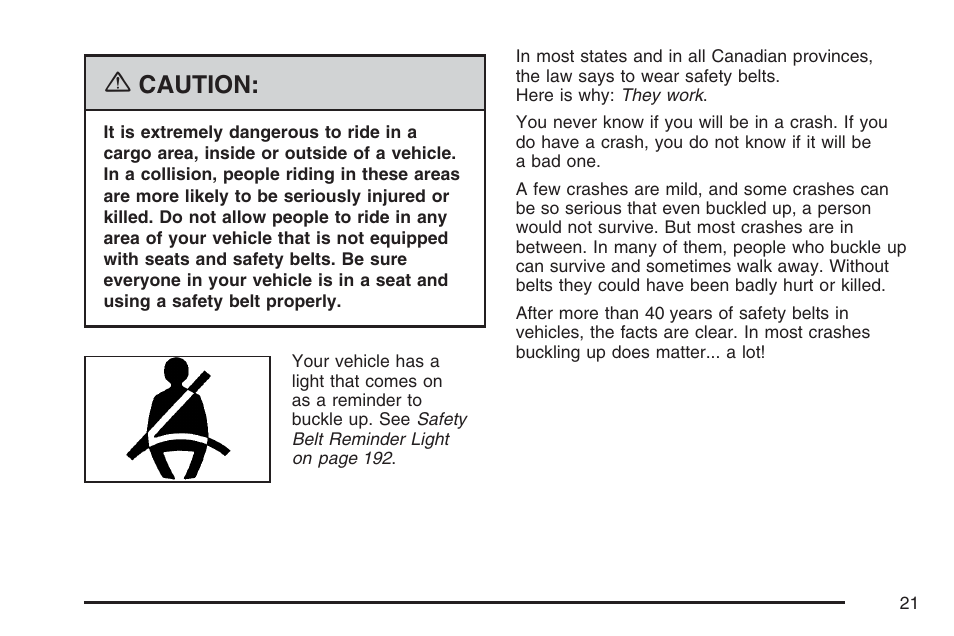 Caution | Cadillac CTS User Manual | Page 21 / 518