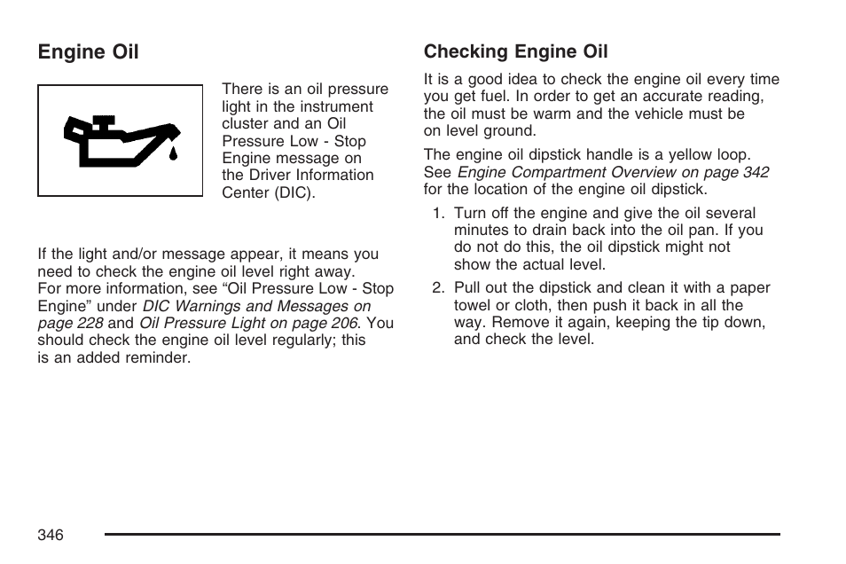 Engine oil | Cadillac CTS User Manual | Page 346 / 518