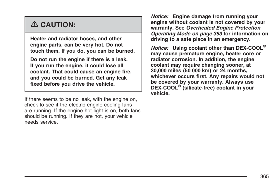Caution | Cadillac CTS User Manual | Page 365 / 518