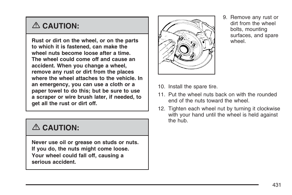 Caution | Cadillac CTS User Manual | Page 431 / 518