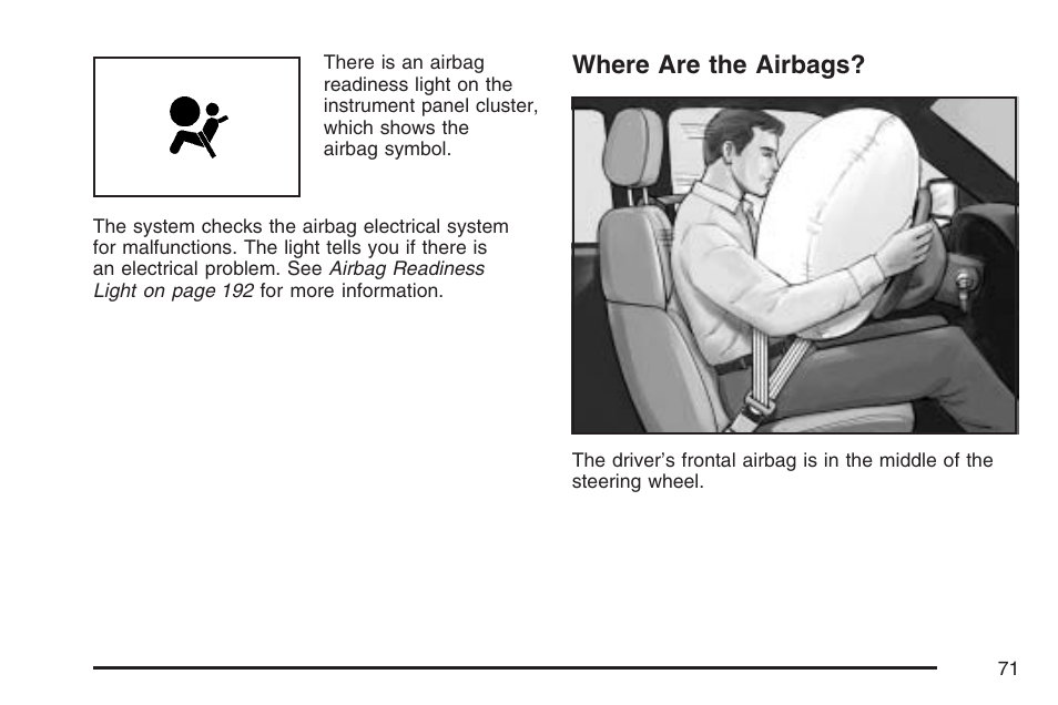 Where are the airbags | Cadillac CTS User Manual | Page 71 / 518