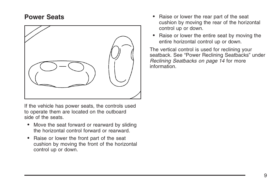 Power seats | Cadillac CTS User Manual | Page 9 / 518