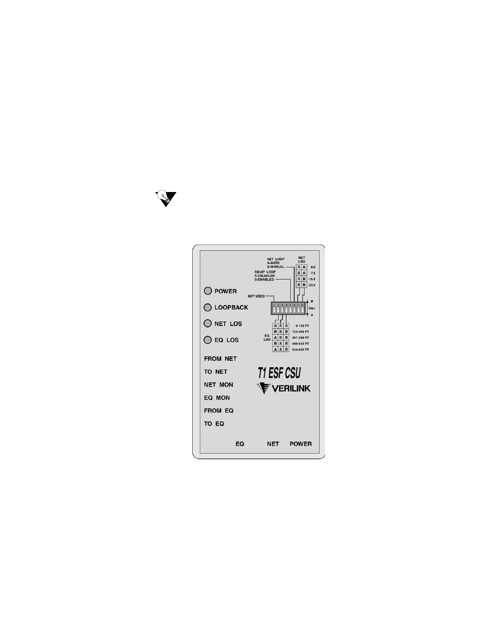 Power connection, Configuration, Configurationswitchsw1 | Configuration switch sw1 | Verilink T1 ESF CSU (34-00309.B) Product Manual User Manual | Page 17 / 24
