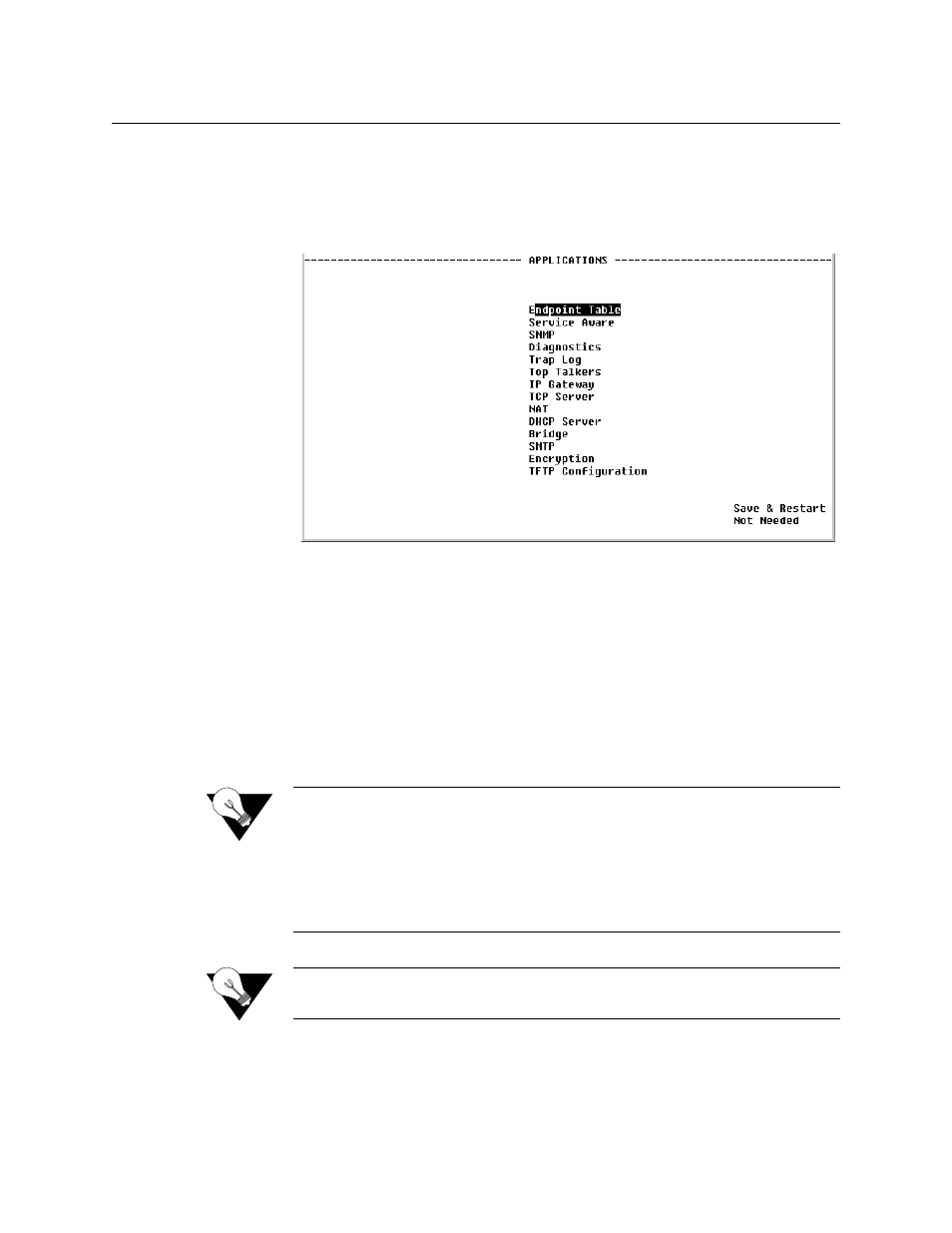 Applications, Endpoint table, Applications -28 | Endpoint table -28 | Verilink T1 Access Router (34-00327) Product Manual User Manual | Page 136 / 197