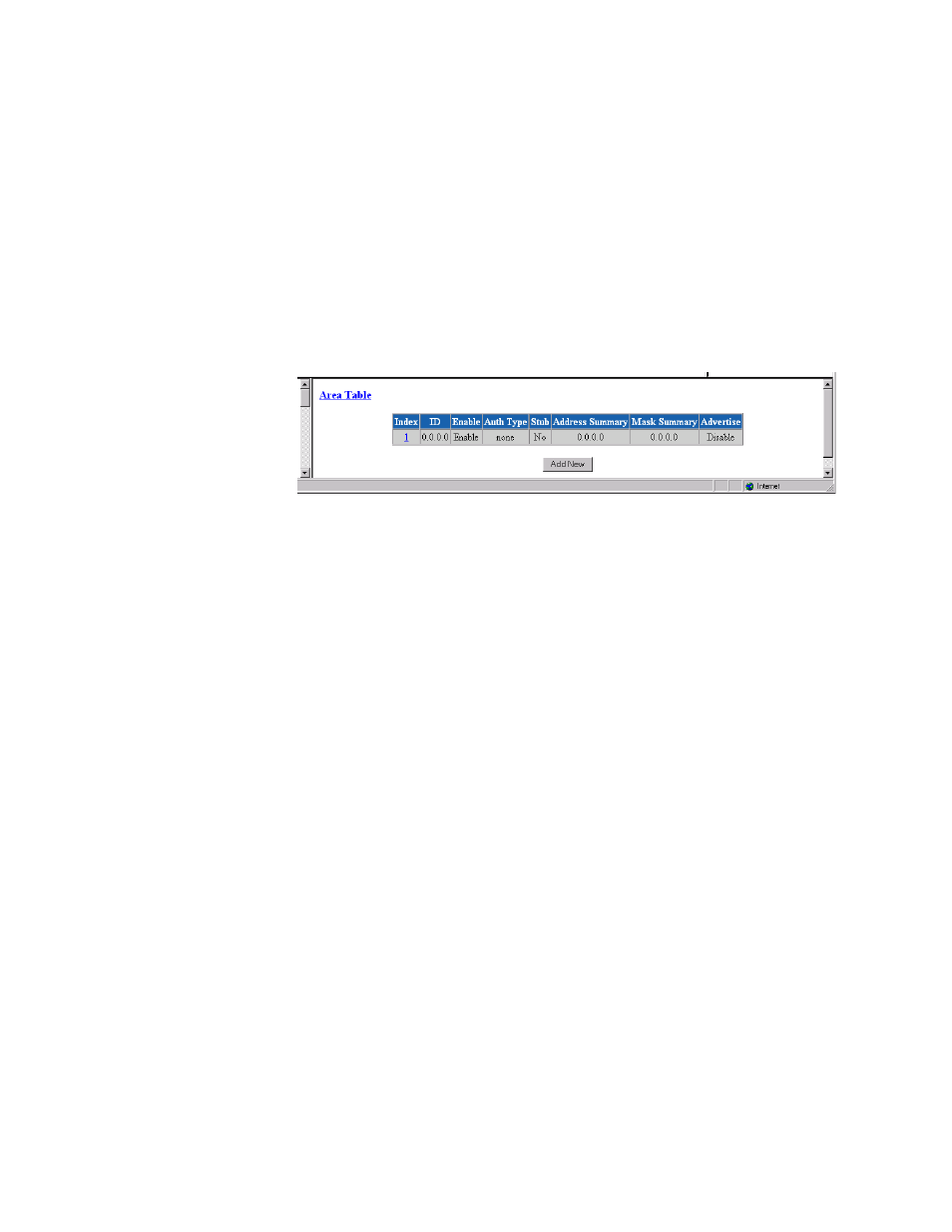 Area table screen, Area table screen -57 | Verilink T1 Access Router (34-00327) Product Manual User Manual | Page 85 / 197