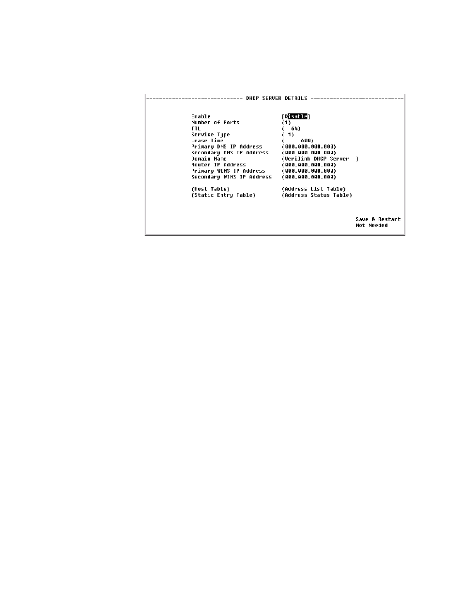 Dhcp server details screen, Dhcp server details screen -81 | Verilink WANsuite 5130 (34-00298.L) Product Manual User Manual | Page 209 / 263