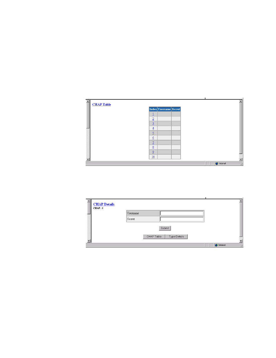 Chap table, Ip service details screen, Chap table -41 | Ip service details screen -41 | Verilink WANsuite 5130 (34-00298.L) Product Manual User Manual | Page 73 / 263