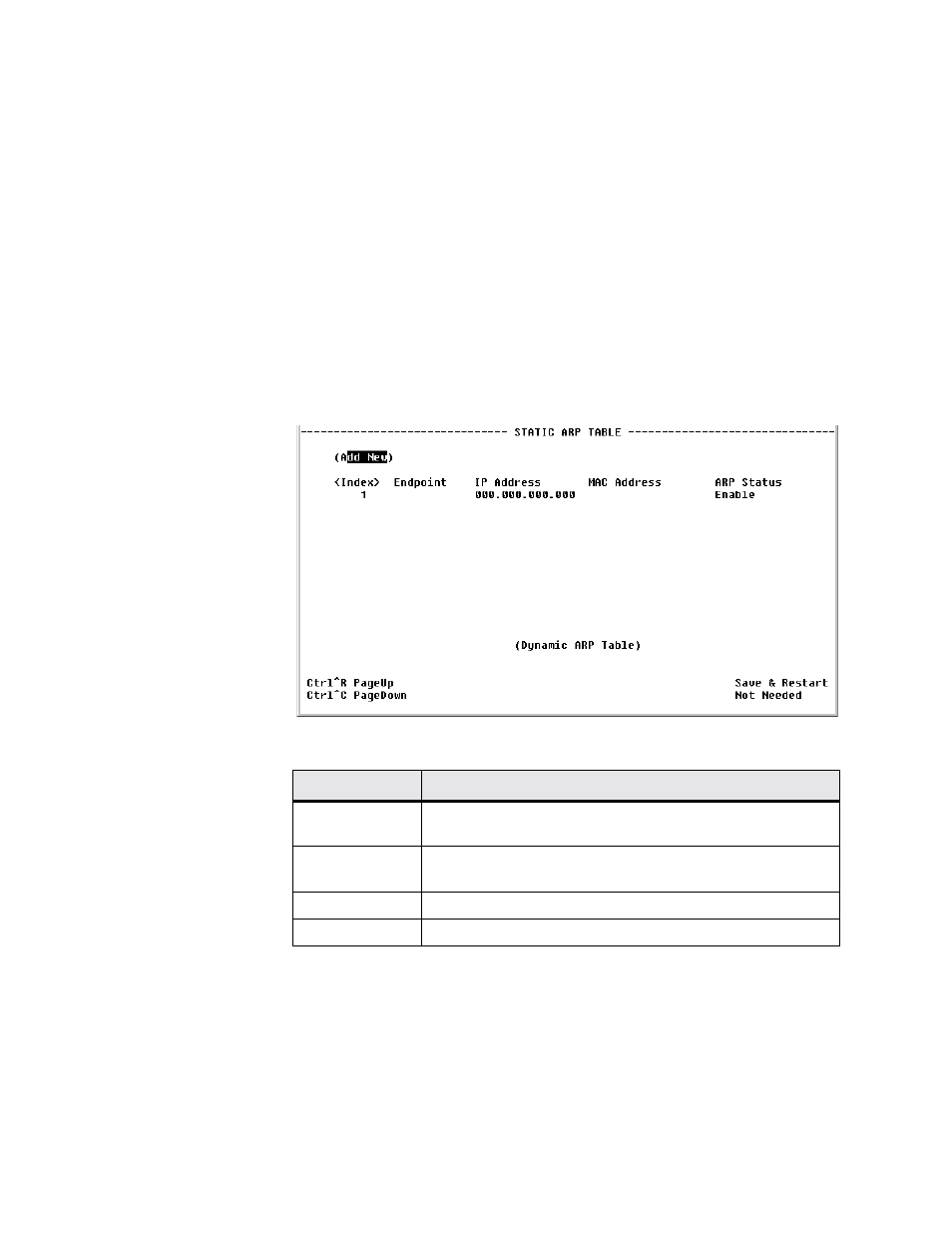 Static arp table screen, Static arp table screen -65 | Verilink WANsuite 5165 (34-00301.H) Product Manual User Manual | Page 189 / 235