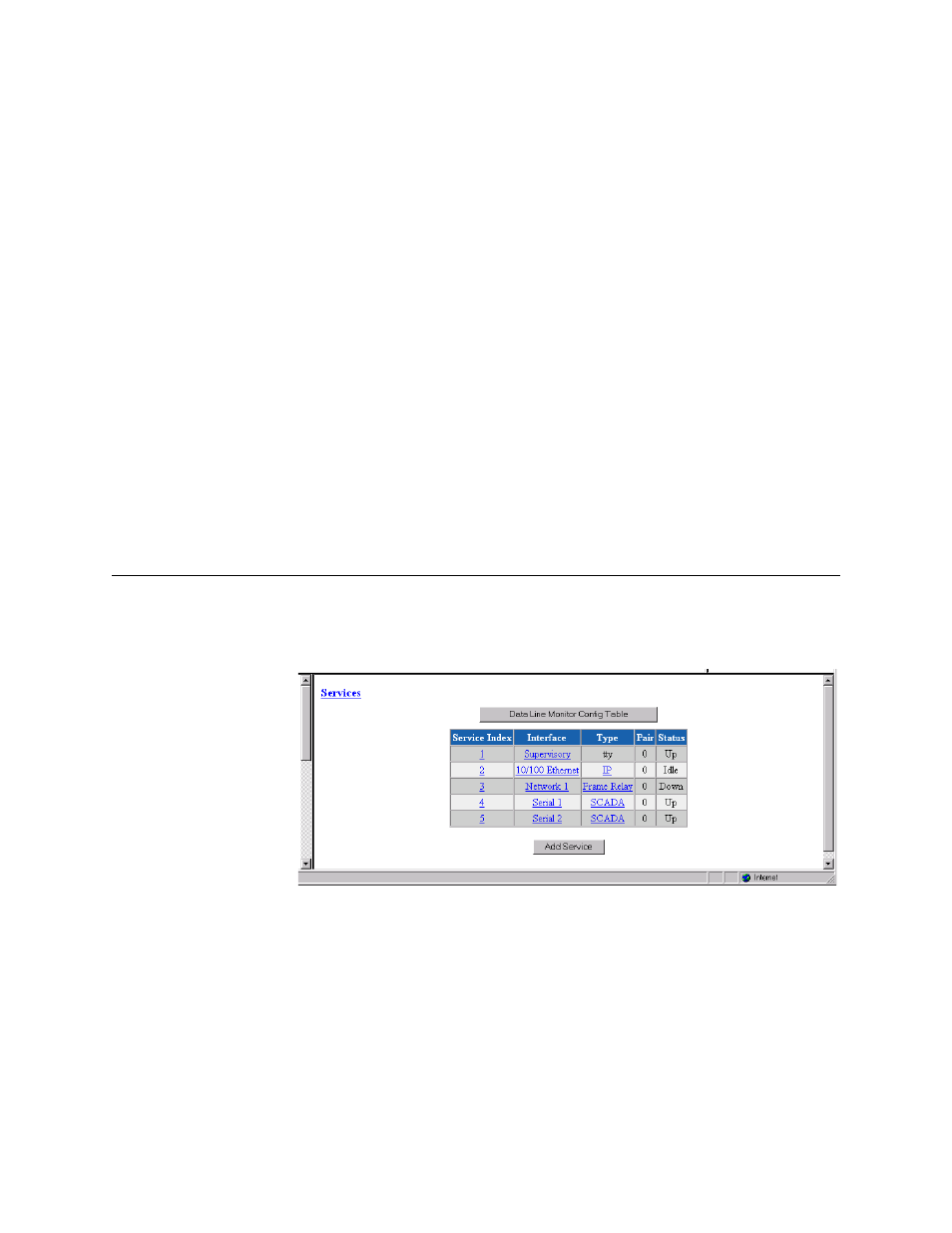 Dtr alarm control and status table, Services screen, Dtr alarm control and status table -18 | Services screen -18 | Verilink WANsuite 5165 (34-00301.H) Product Manual User Manual | Page 48 / 235
