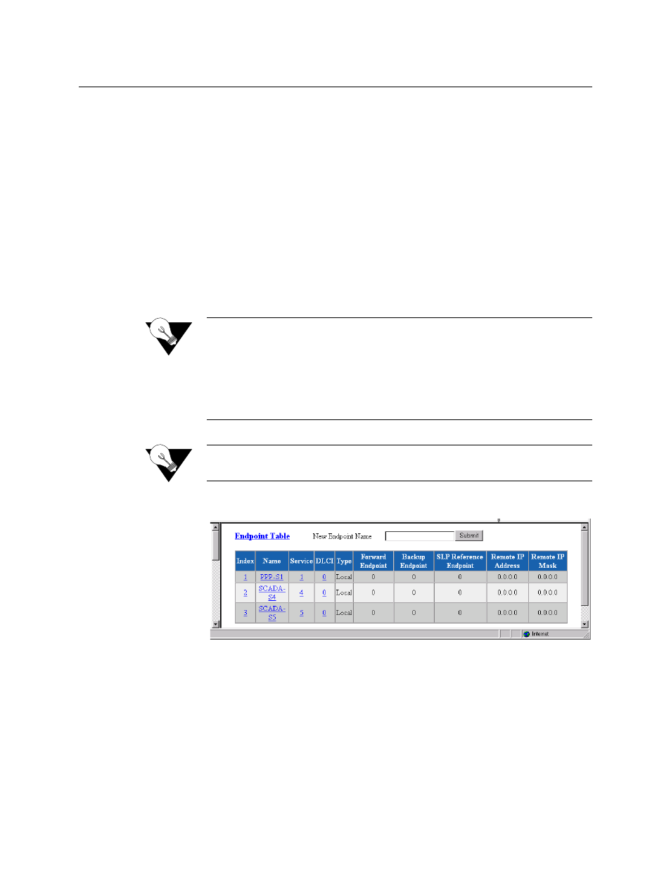 Applications, Endpoint table screen, Endpoint details screen | Applications -40, Endpoint table screen -40, Endpoint details screen -40 | Verilink WANsuite 5165 (34-00301.H) Product Manual User Manual | Page 70 / 235
