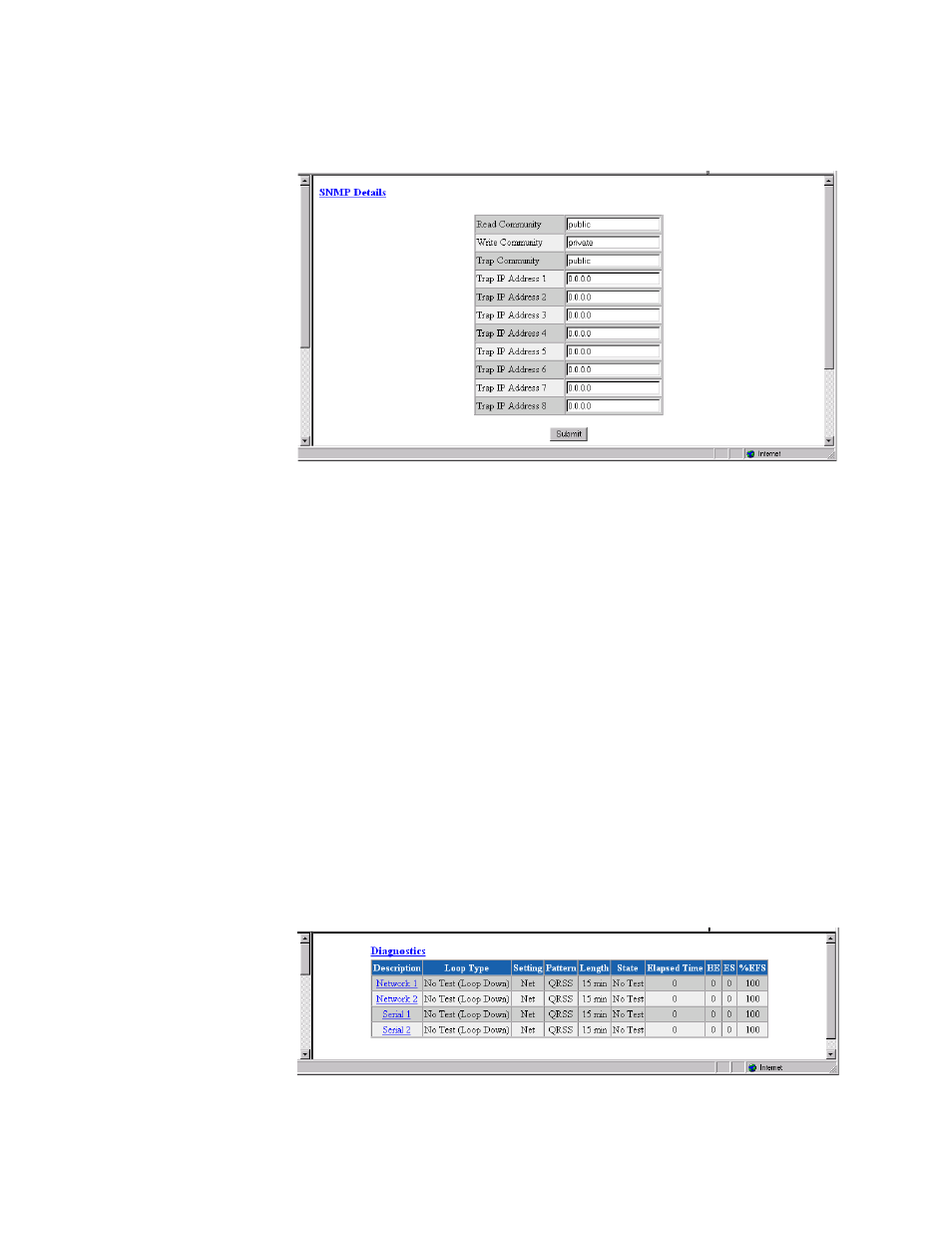 Diagnostics screen, Diagnostics screen -52 | Verilink WANsuite 5165 (34-00301.H) Product Manual User Manual | Page 82 / 235