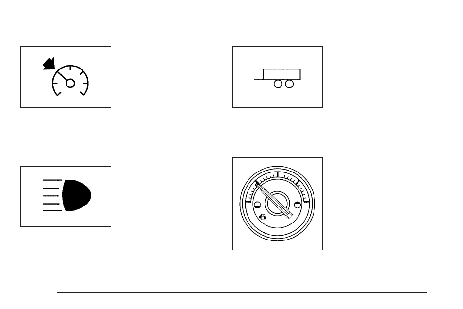 Cruise control light, Highbeam on light, Tow/haul mode light | Fuel gage | Cadillac 2009 Escalade ESV User Manual | Page 214 / 602