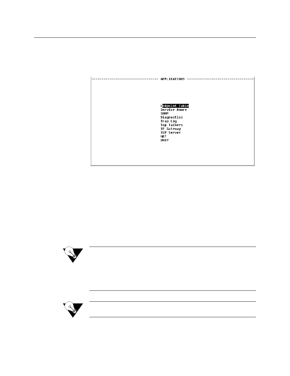 Applications, Endpoint table screen, Applications -36 | Endpoint table screen -36 | Verilink WANsuite 5230 (34-00304.F) Product Manual User Manual | Page 152 / 233