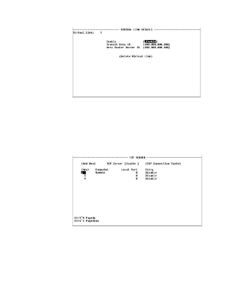 Tcp server, Tcp server screen, Tcp server -67 | Tcp server screen -67 | Verilink WANsuite 5230 (34-00304.F) Product Manual User Manual | Page 183 / 233