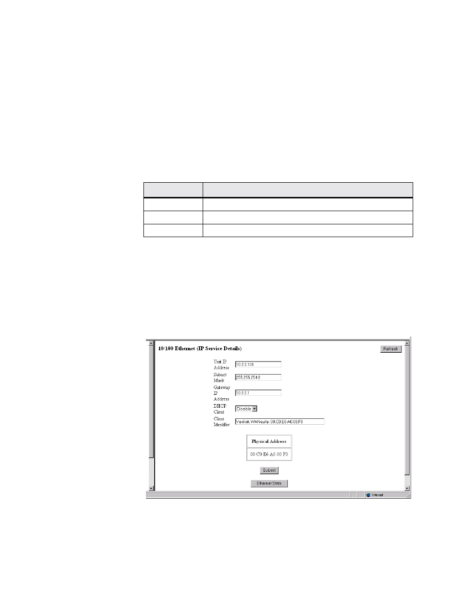 Dtr alarm control and status table, 10/100 ethernet screen (ip service details), Dtr alarm control and status table -14 | 10/100 ethernet screen (ip service details) -14 | Verilink WANsuite 5230 (34-00304.F) Product Manual User Manual | Page 44 / 233