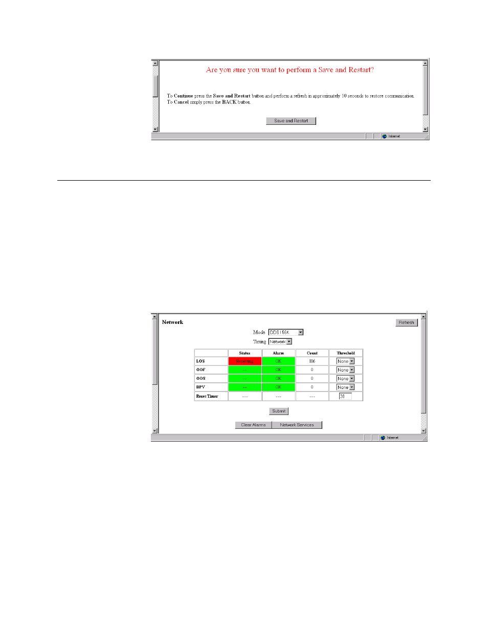 Interfaces, Network screen, Interfaces -5 | Network screen -5 | Verilink WANsuite 5330 (34-00302.F) Product Manual User Manual | Page 33 / 135