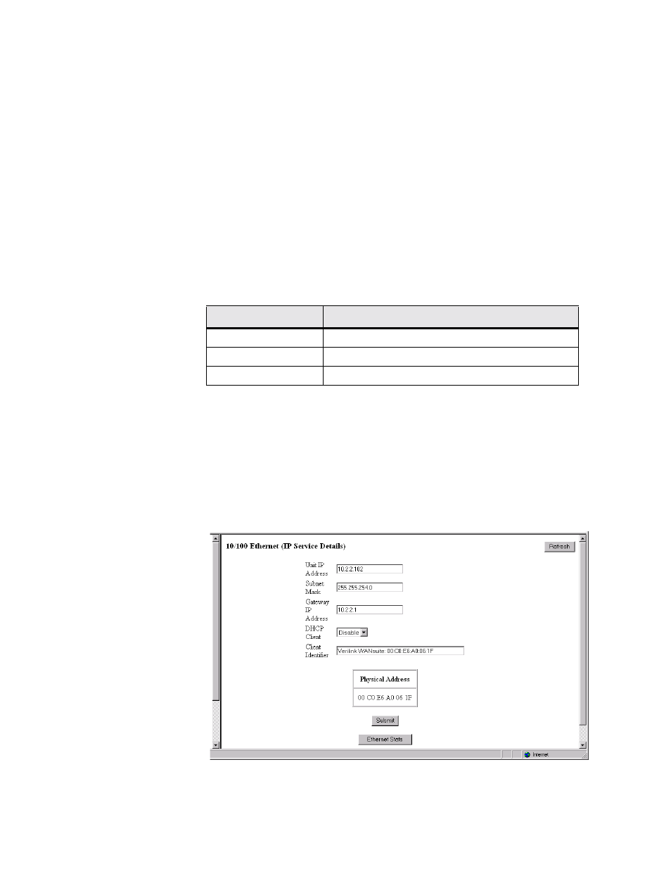 Current pin status, Dtr alarm control and status table, 10/100 ethernet (ip service details) screen | 10/100 ethernet (ip service details) screen -10 | Verilink WANsuite 5330 (34-00302.F) Product Manual User Manual | Page 38 / 135